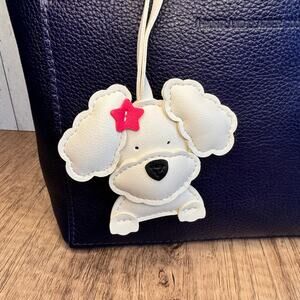 Cute Cream Dog Charm Crossbody Bag Accessory